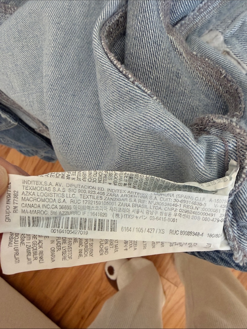 ZARA Two-Tone Patchwork Light & Medium Blue Denim Jacket - Picture 4 of 5